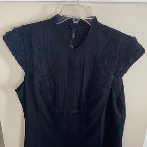 NWT WHBM sheer bib blouse